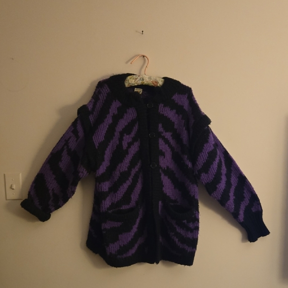 Vintage Sweaters - Vintage Purple and Black Sweater